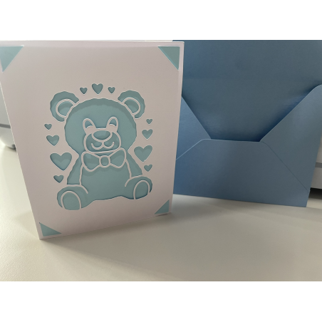 Biglietto auguri motivo orsetto - porta soldi