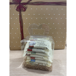 Confezione trasparente con 400gr Torroni misti Borrillo
